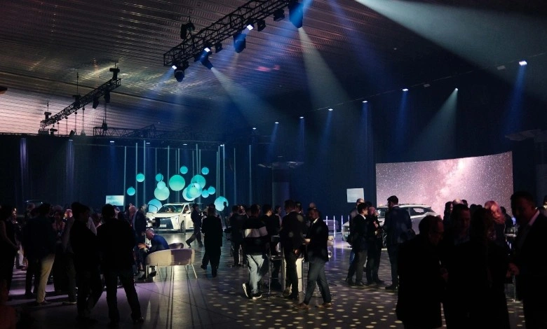 Corporate event stage lighting setup