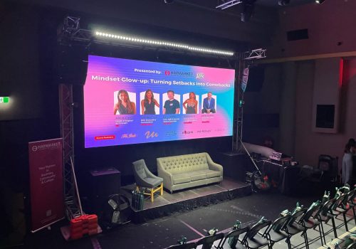 Corporate meeting setup featuring smart conferencing technology